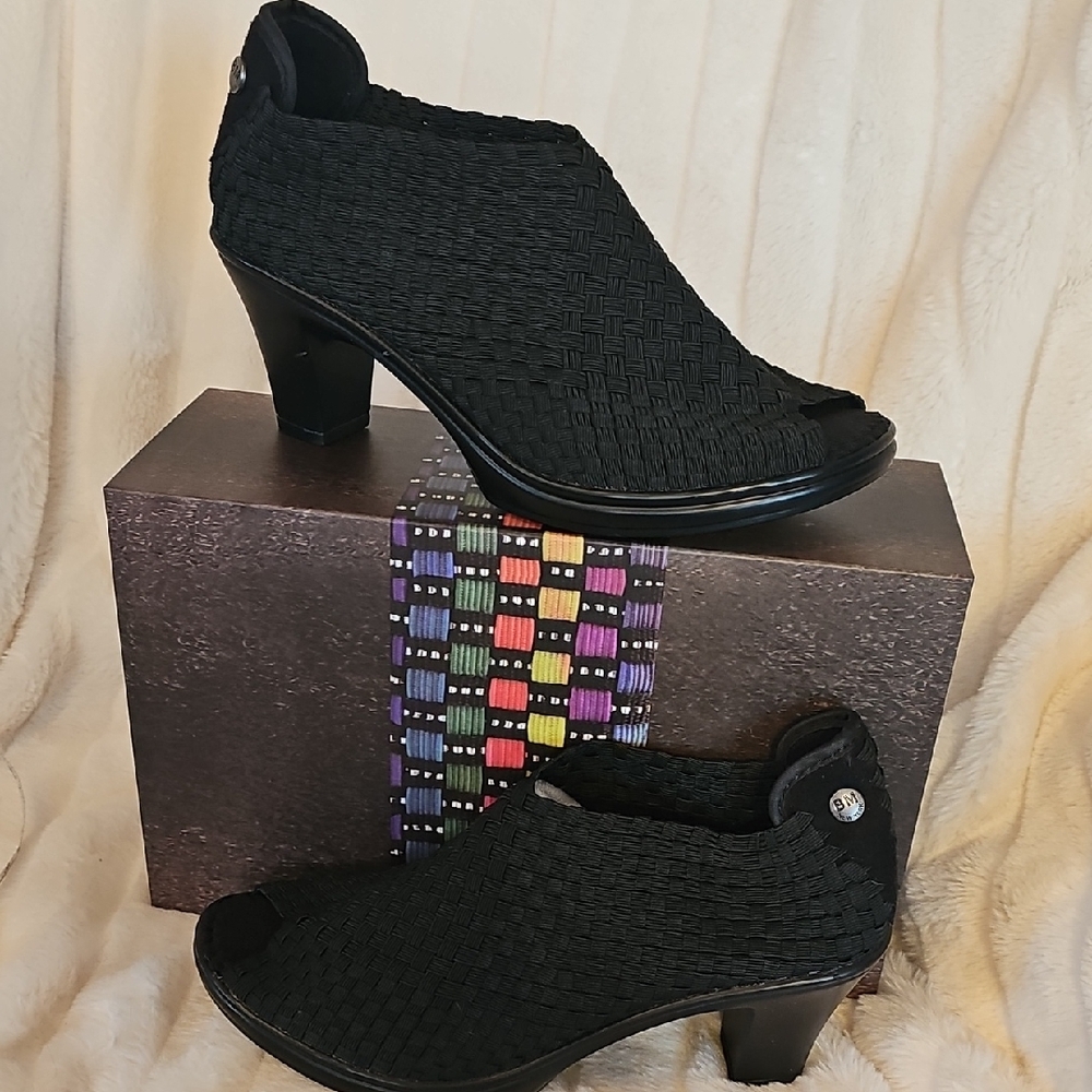 bernie mev. Elegant Black Woven Heels